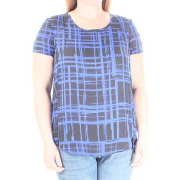 2 FOR $5 SALE Women's Hippie Rose Blue And Black Short Sleeve Top Size Medium - Picture 1 of 7